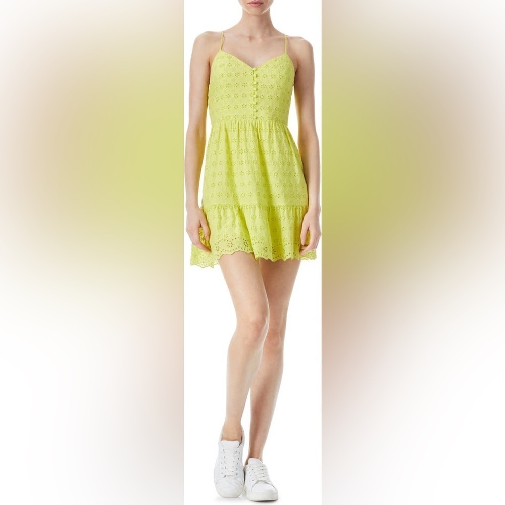Alice + Olivia Minidress Women's Size 8 Yellow Fae Eyelet Sleeveless